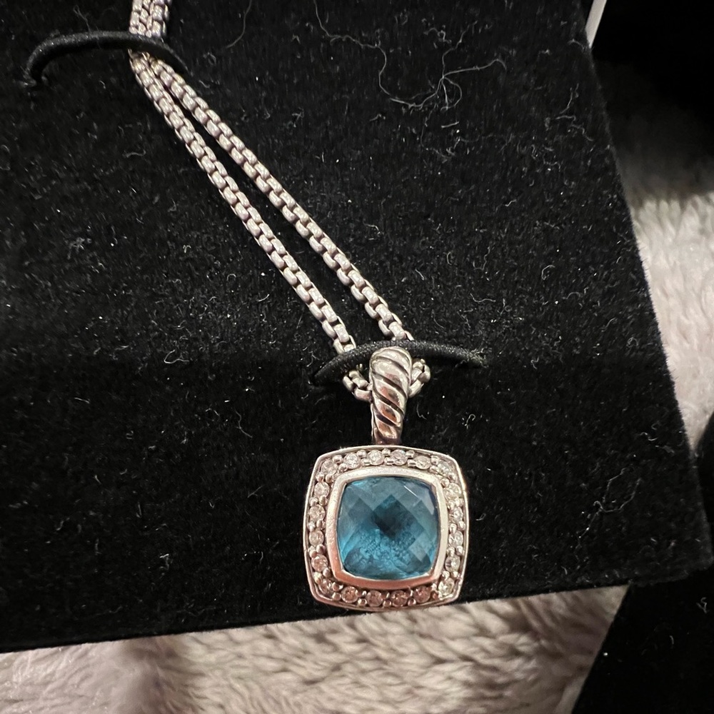 David Yurman blue topaz and diamond necklace